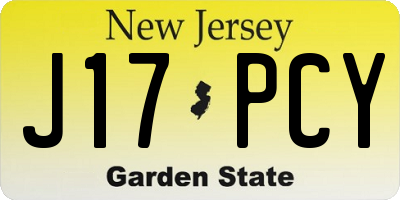 NJ license plate J17PCY