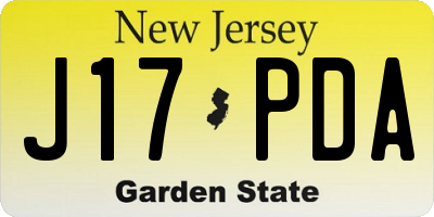 NJ license plate J17PDA
