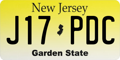 NJ license plate J17PDC