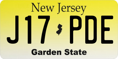 NJ license plate J17PDE