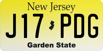 NJ license plate J17PDG
