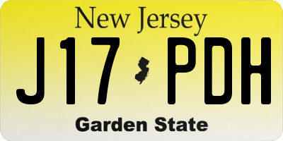 NJ license plate J17PDH