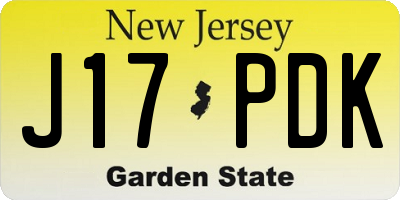 NJ license plate J17PDK