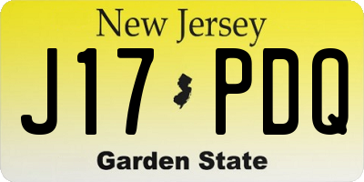 NJ license plate J17PDQ