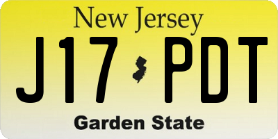 NJ license plate J17PDT