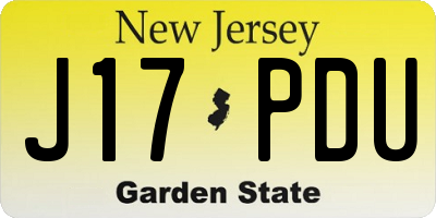 NJ license plate J17PDU