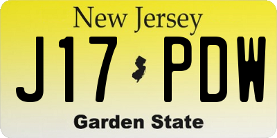 NJ license plate J17PDW