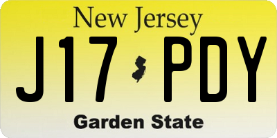 NJ license plate J17PDY