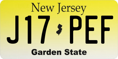 NJ license plate J17PEF