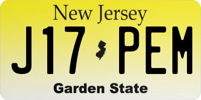 NJ license plate J17PEM