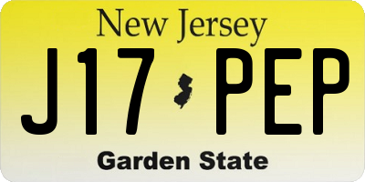 NJ license plate J17PEP