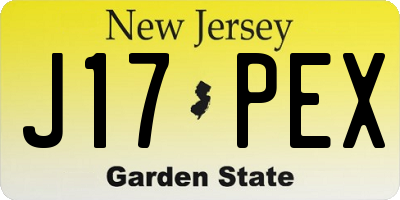 NJ license plate J17PEX