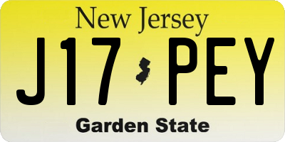 NJ license plate J17PEY