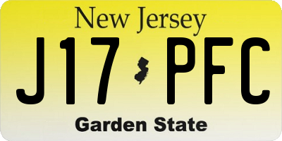 NJ license plate J17PFC