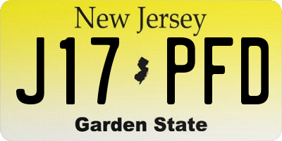 NJ license plate J17PFD
