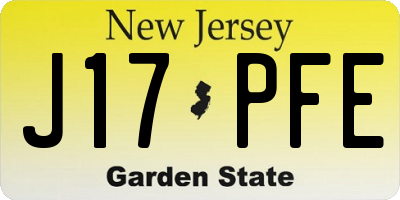 NJ license plate J17PFE