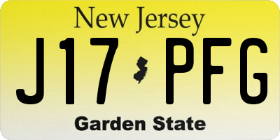 NJ license plate J17PFG