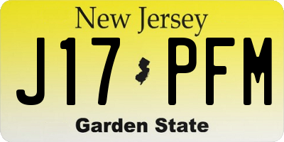 NJ license plate J17PFM
