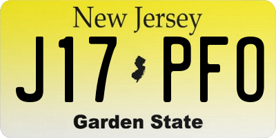 NJ license plate J17PFO