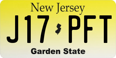 NJ license plate J17PFT