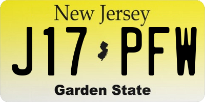 NJ license plate J17PFW