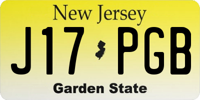 NJ license plate J17PGB