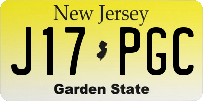 NJ license plate J17PGC