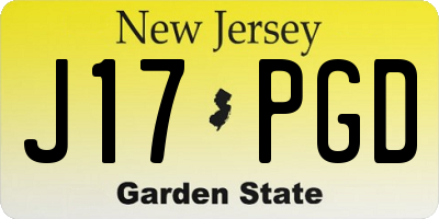 NJ license plate J17PGD