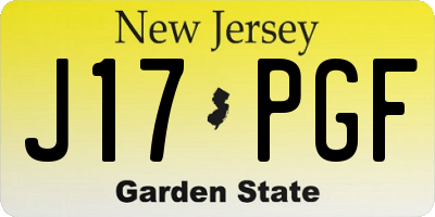 NJ license plate J17PGF