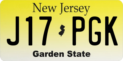 NJ license plate J17PGK