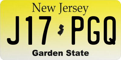 NJ license plate J17PGQ