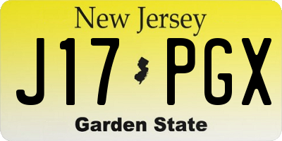 NJ license plate J17PGX