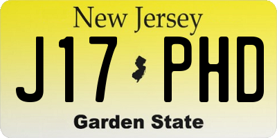 NJ license plate J17PHD