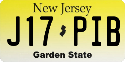 NJ license plate J17PIB