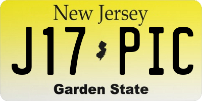 NJ license plate J17PIC