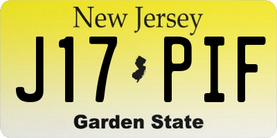 NJ license plate J17PIF