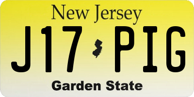 NJ license plate J17PIG