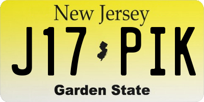NJ license plate J17PIK