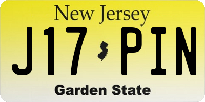 NJ license plate J17PIN