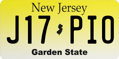 NJ license plate J17PIO