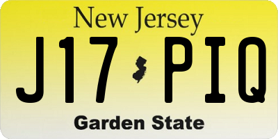 NJ license plate J17PIQ