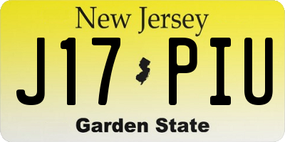 NJ license plate J17PIU