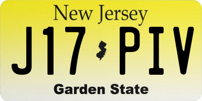 NJ license plate J17PIV