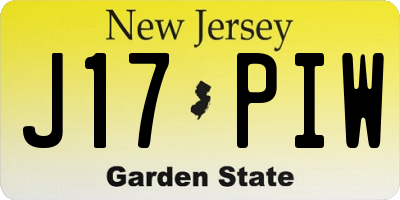 NJ license plate J17PIW