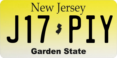 NJ license plate J17PIY