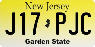NJ license plate J17PJC