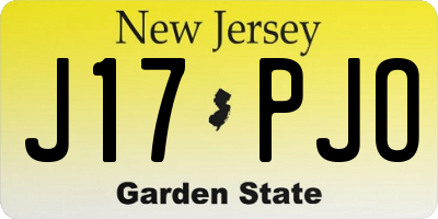 NJ license plate J17PJO