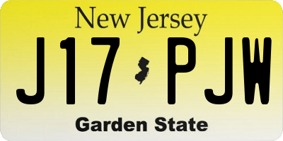 NJ license plate J17PJW