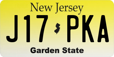 NJ license plate J17PKA