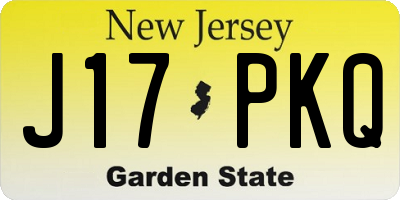 NJ license plate J17PKQ